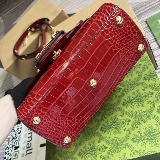 Gucci Horsebit 1955 Mini Bag Red Crocodile Leather - Image 9