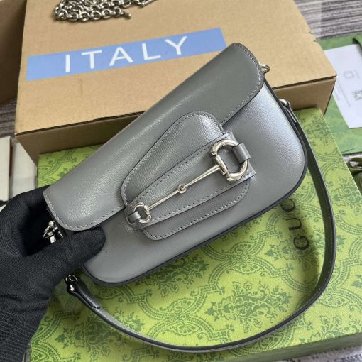 Gucci Horsebit 1955 Mini Shoulder Bag Grey - Image 4