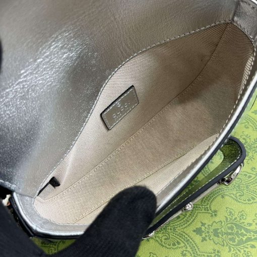 Gucci Horsebit 1955 Mini Shoulder Bag Silver - Image 9