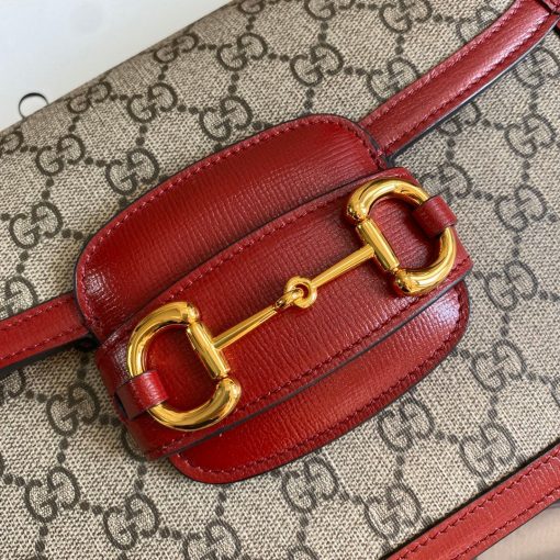 Gucci Horsebit 1955 Shoulder Bag Beige With Red Leather - Image 3