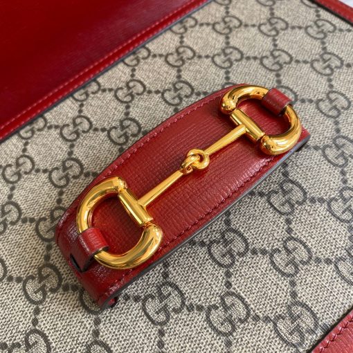 Gucci Horsebit 1955 Shoulder Bag Beige With Red Leather - Image 7