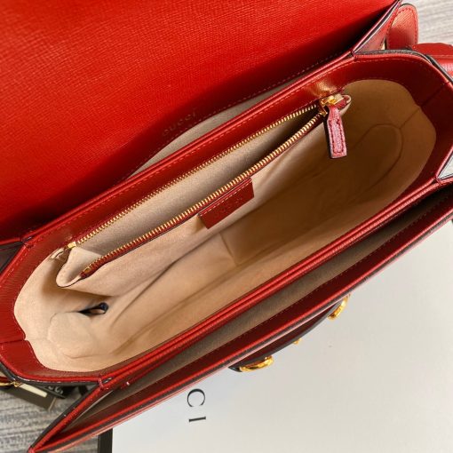 Gucci Horsebit 1955 Shoulder Bag Beige With Red Leather - Image 8