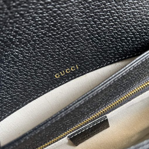 Gucci Horsebit 1955 Shoulder Bag Black And Ivory GG Denim Jacquard - Image 9