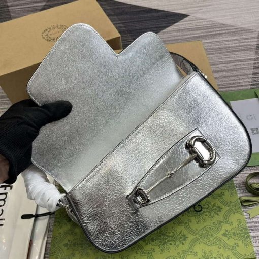 Gucci Horsebit 1955 Shoulder Bag Silver - Image 7