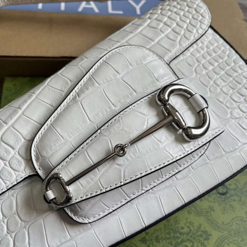 Gucci Horsebit 1955 Shoulder Bag White/crocodile Pattern - Image 5