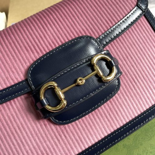 Gucci Horsebit 1955 Small Bag Pink Corduroy - Image 5