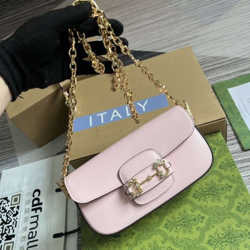 Gucci Horsebit 1955 Small Shoulder Bag Pink - Image 4