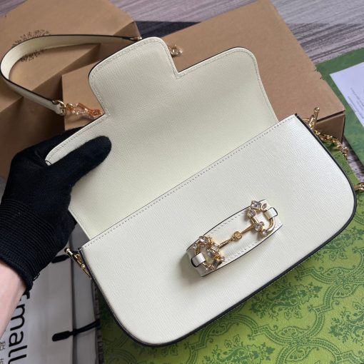 Gucci Horsebit 1955 Small Shoulder Bag White - Image 4