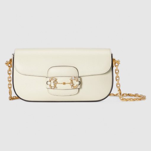 Gucci Horsebit 1955 Small Shoulder Bag White