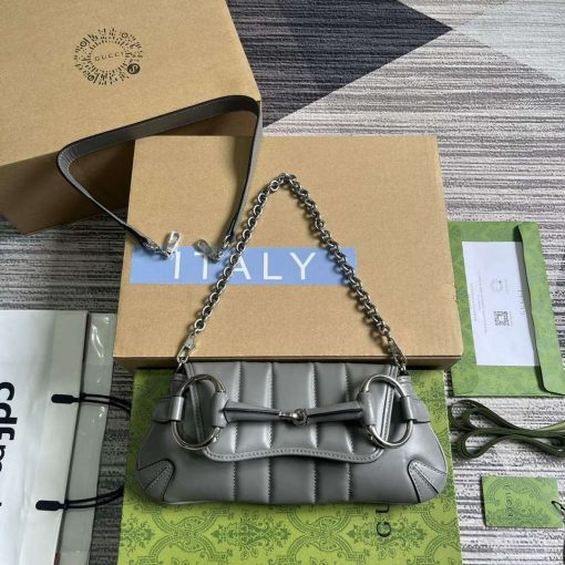 Gucci Horsebit Chain Small Shoulder Bag Grey