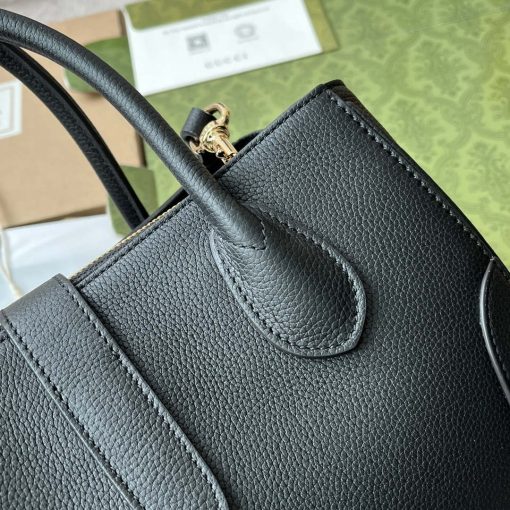 Gucci Jackie 1961 Small Natural Grain Tote In Black Leather - Image 7