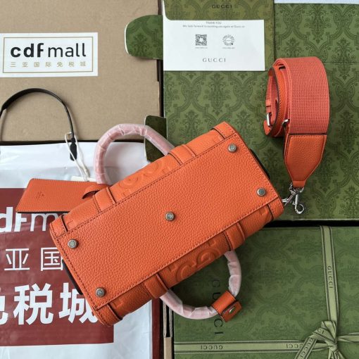 Gucci Jumbo GG Mini Duffle Bag Orange - Image 5