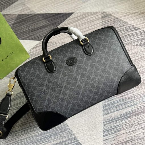 Gucci Large Duffle Bag With Interlocking G Black - Image 4