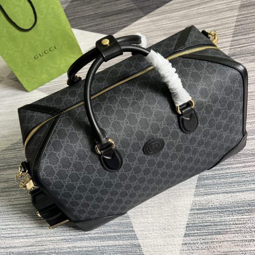 Gucci Large Duffle Bag With Interlocking G Black - Image 8