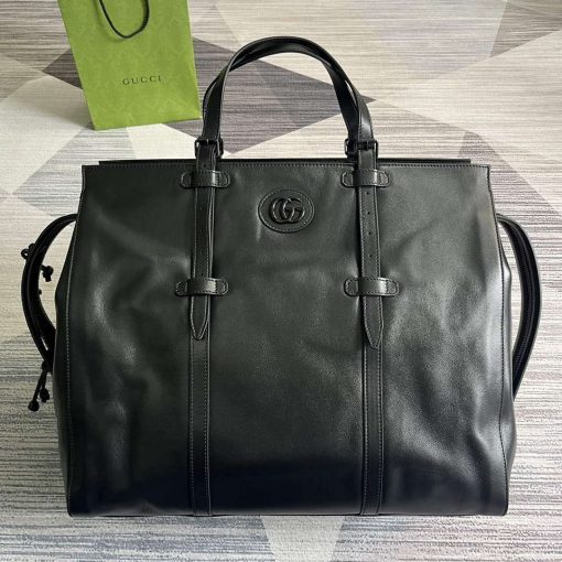 Gucci Large Tote Bag With Tonal Double G Black