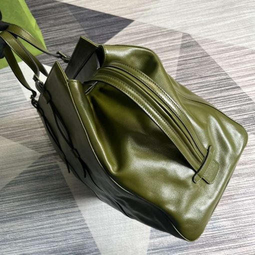 Gucci Large Tote Bag With Tonal Double G Forest Green - Image 3