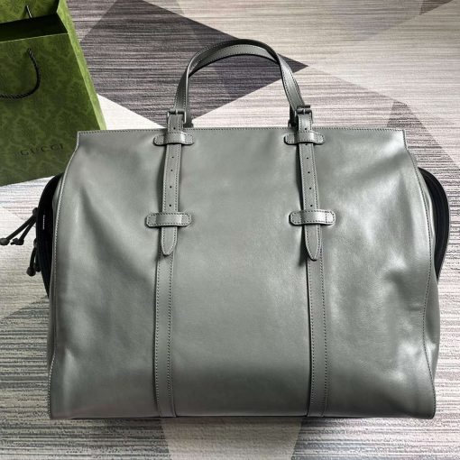 Gucci Large Tote Bag With Tonal Double G Gray - Image 2