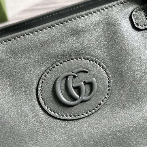 Gucci Large Tote Bag With Tonal Double G Gray - Image 5