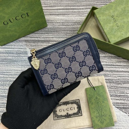 Gucci Luce Mini Zip Wallet Blue Leather - Image 2