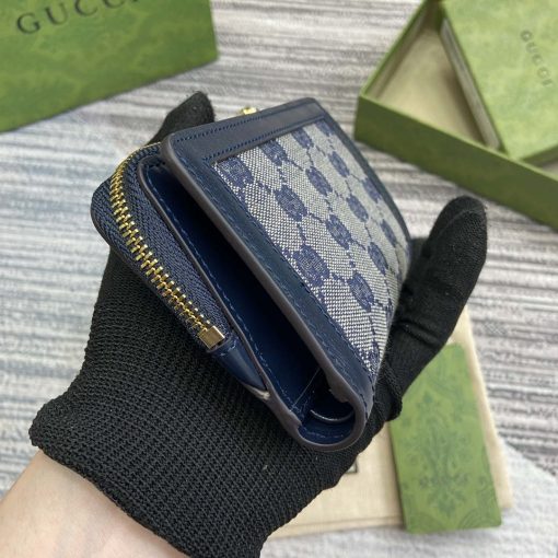 Gucci Luce Mini Zip Wallet Blue Leather - Image 3