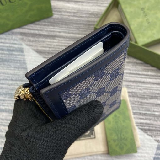 Gucci Luce Mini Zip Wallet Blue Leather - Image 5