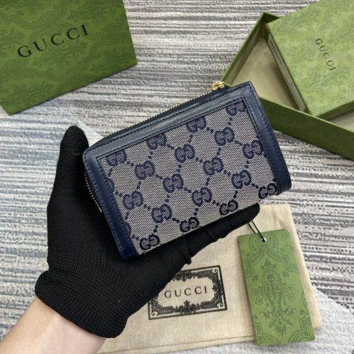 Gucci Luce Mini Zip Wallet Blue Leather