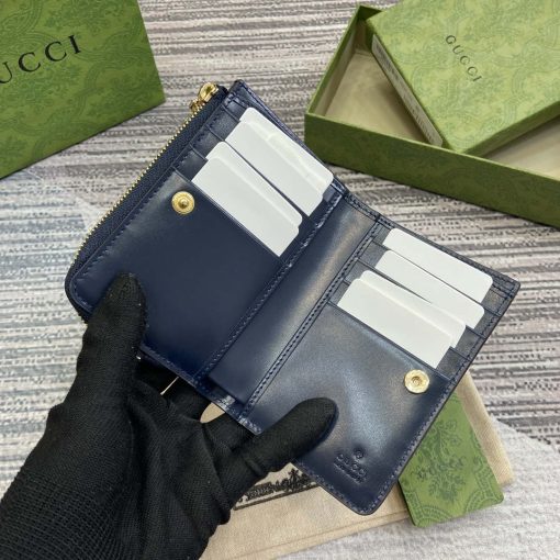 Gucci Luce Mini Zip Wallet Blue Leather - Image 7