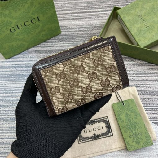 Gucci Luce Mini Zip Wallet Brown Leather - Image 2