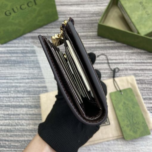 Gucci Luce Mini Zip Wallet Brown Leather - Image 3