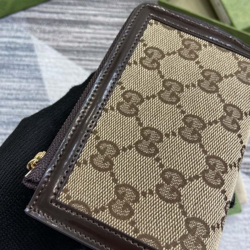 Gucci Luce Mini Zip Wallet Brown Leather - Image 6