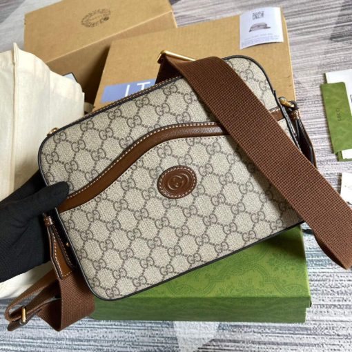 Gucci Messenger Bag With Interlocking G Beige And Ebony