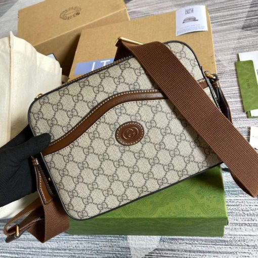 Gucci Messenger Bag With Jumbo GG Beige Brown - Image 4