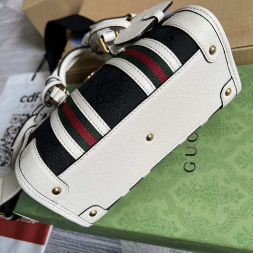 Gucci Mini Canvas Top Handle Bag White And Black Original GG Canvas - Image 8