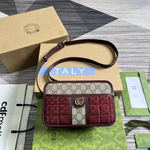 Gucci Mini GG Canvas Mini Shoulder Bag Red