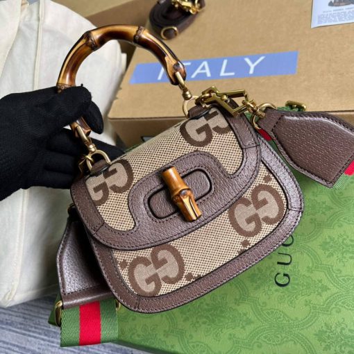 Gucci Mini Jumbo GG Bag With Bamboo - Image 4