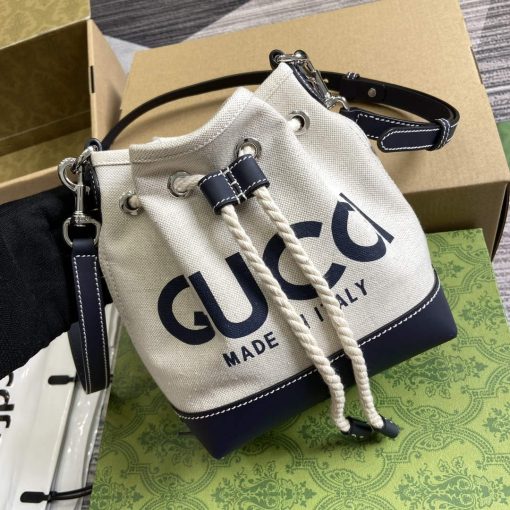 Gucci Mini Shoulder Bag With Gucci Print Blue - Image 4