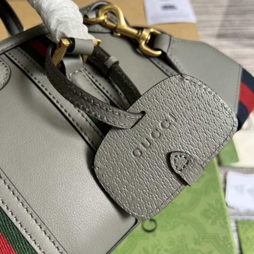 Gucci Mini Top Handle Bag With Double G Grey - Image 7