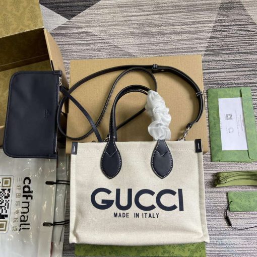 Gucci Mini Tote Bag With Gucci Print Blue