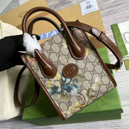 Gucci Mini Tote Bag With Lnterlocking G Brown - Image 4