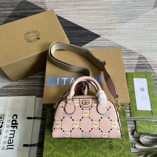 Gucci Ophidia GG Animal Print Mini Bag Light Pink