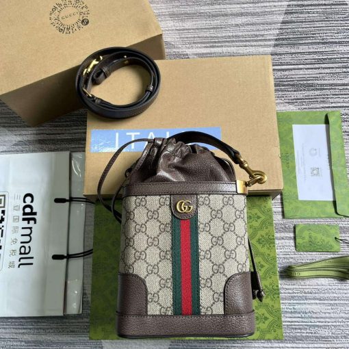 Gucci Ophidia GG Bucket Bag Brown