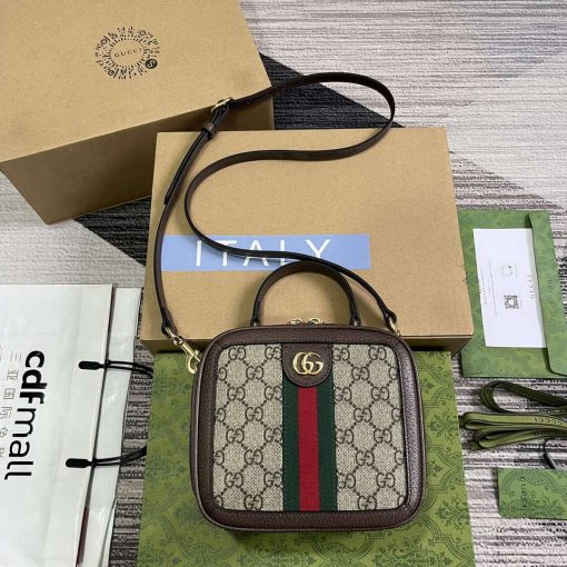 Gucci Ophidia GG Mini Top Handle Bag Brown