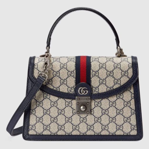 Gucci Ophidia GG Small Top Handle Bag Beige And Blue