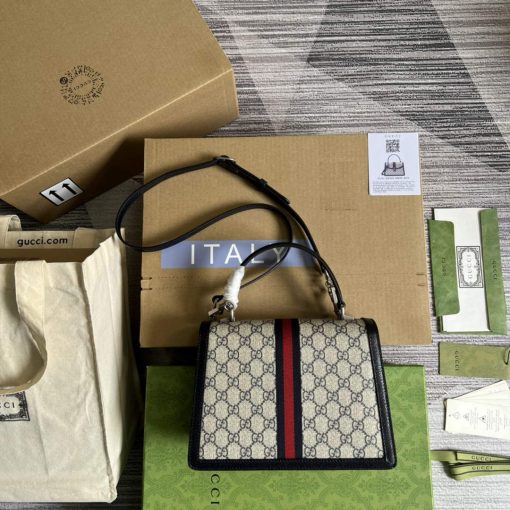 Gucci Ophidia GG Small Top Handle Bag Beige And Blue - Image 3