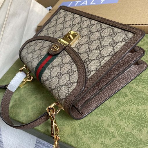 Gucci Ophidia GG Small Top Handle Bag Beige And Ebony - Image 3