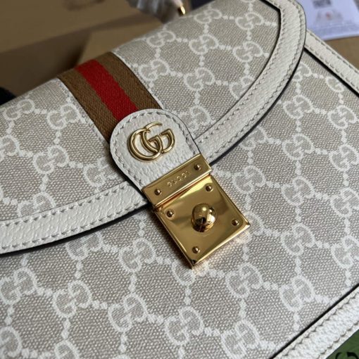 Gucci Ophidia GG Small Top Handle Bag Beige And White - Image 5