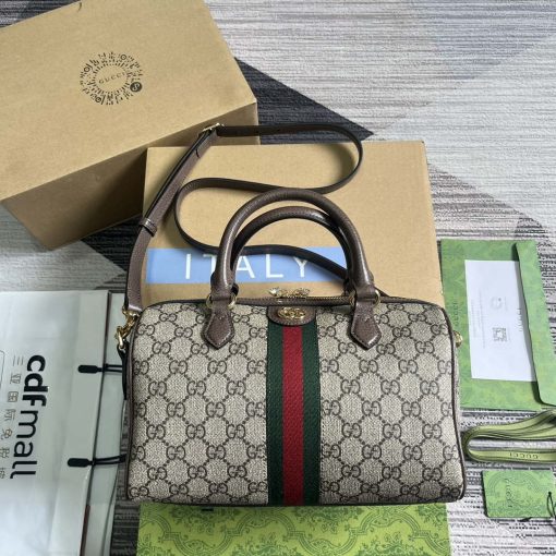 Gucci Ophidia GG Small Top Handle Bag Brown - Image 2
