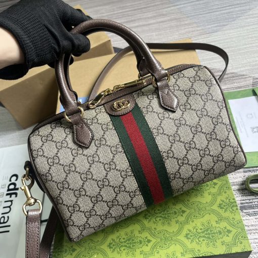 Gucci Ophidia GG Small Top Handle Bag Brown - Image 4