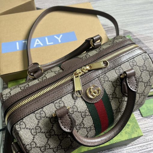 Gucci Ophidia GG Small Top Handle Bag Brown - Image 6