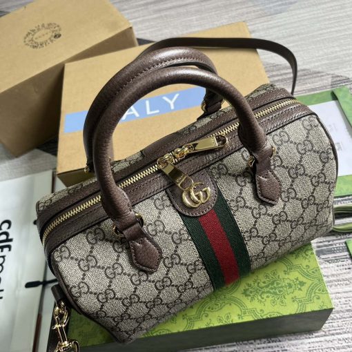 Gucci Ophidia GG Small Top Handle Bag Brown - Image 7